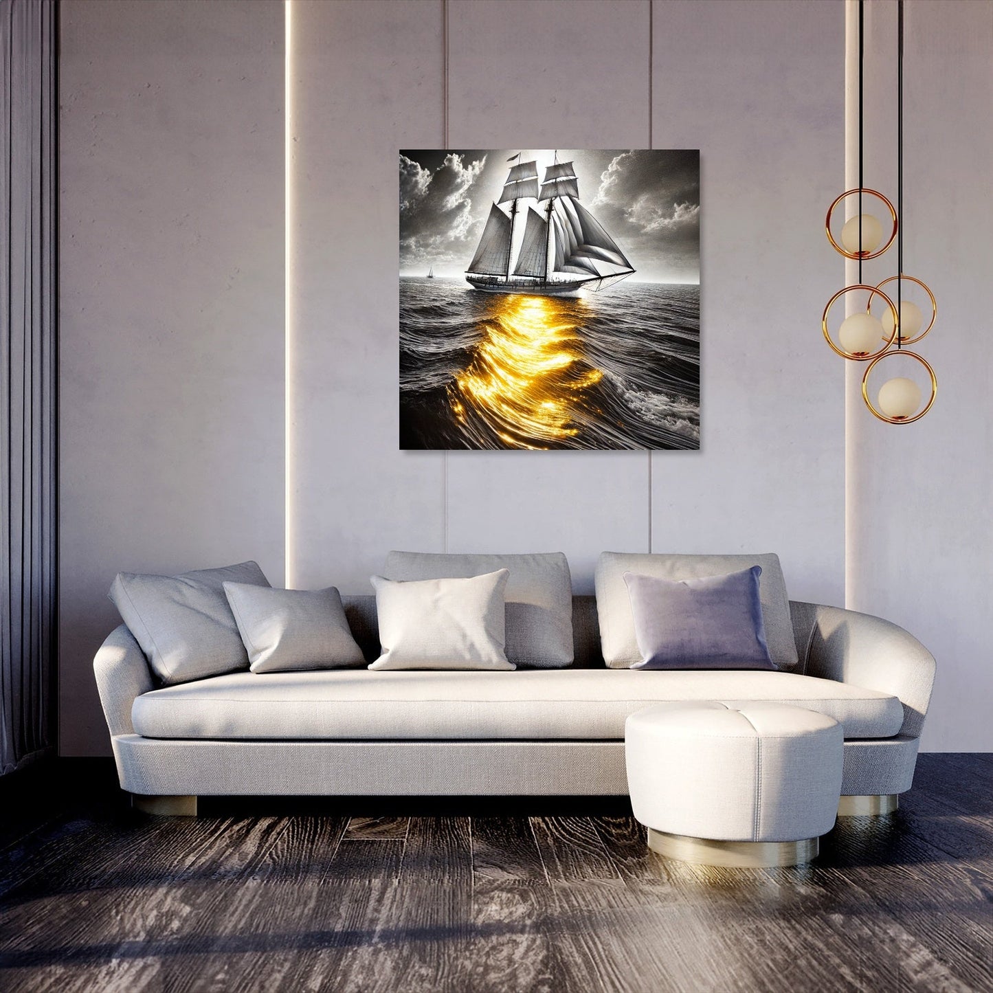 Golden Reflection Sailboat Canvas