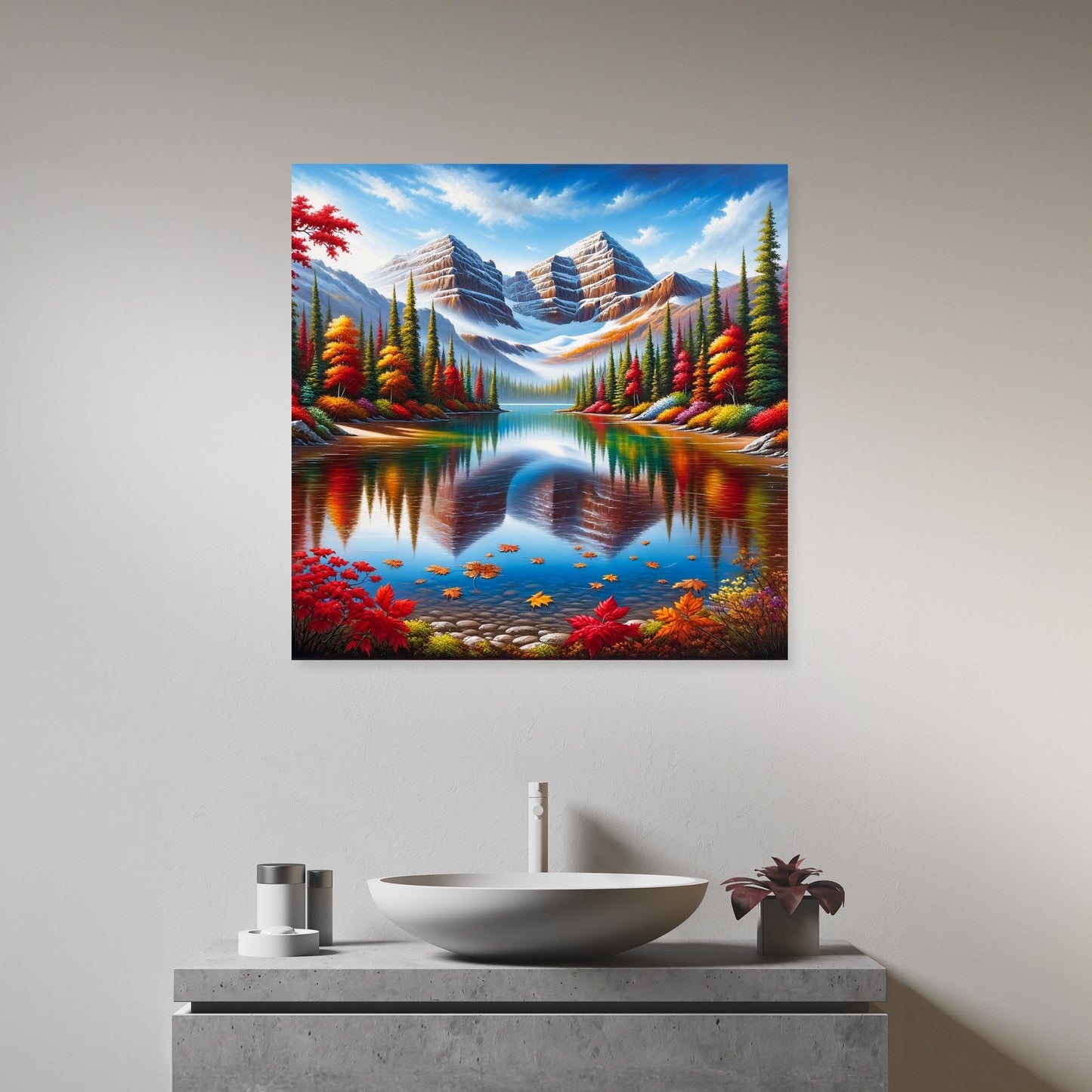 Autumn Serenity Lake Canvas
