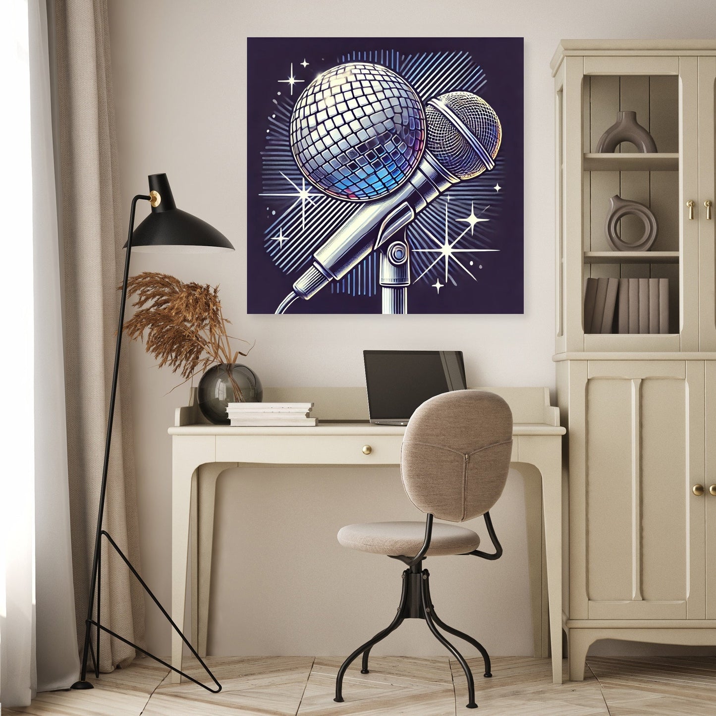 Disco Mic Sparkle Canvas