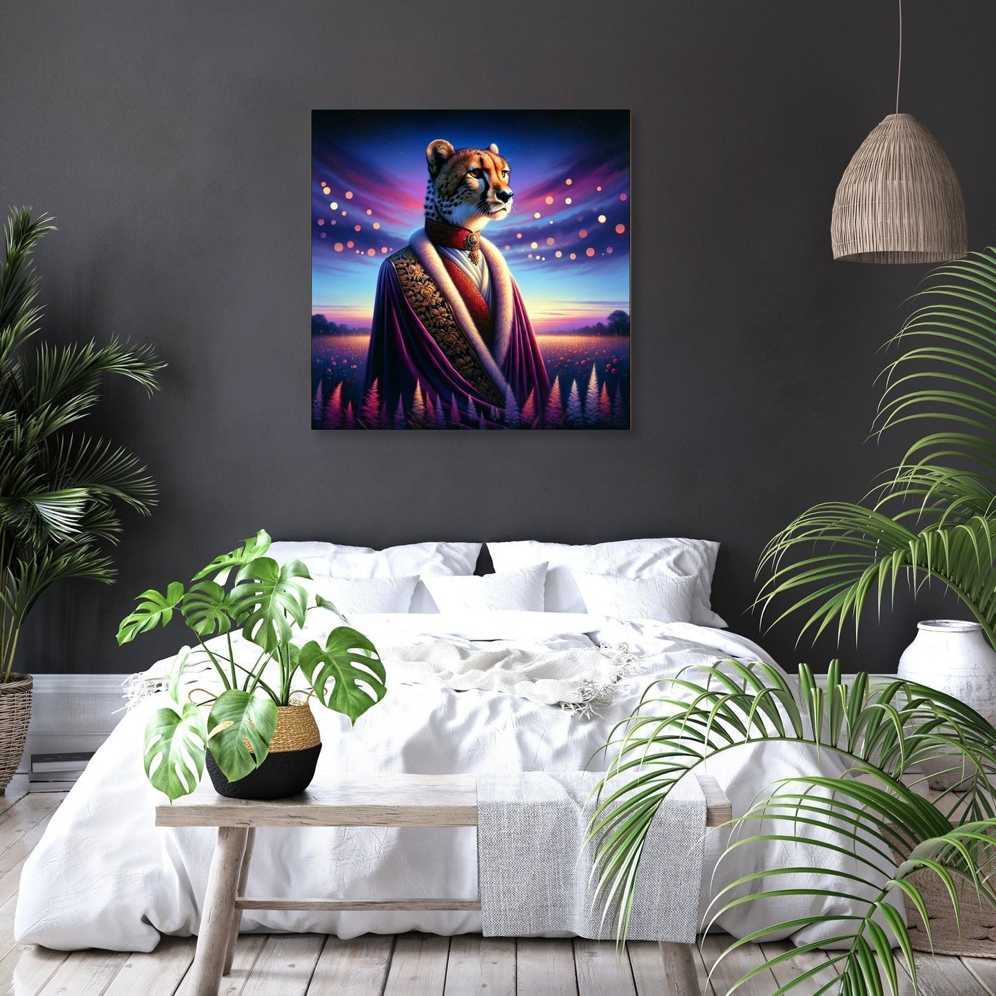 Regal Cheetah Dusk Royalty Canvas