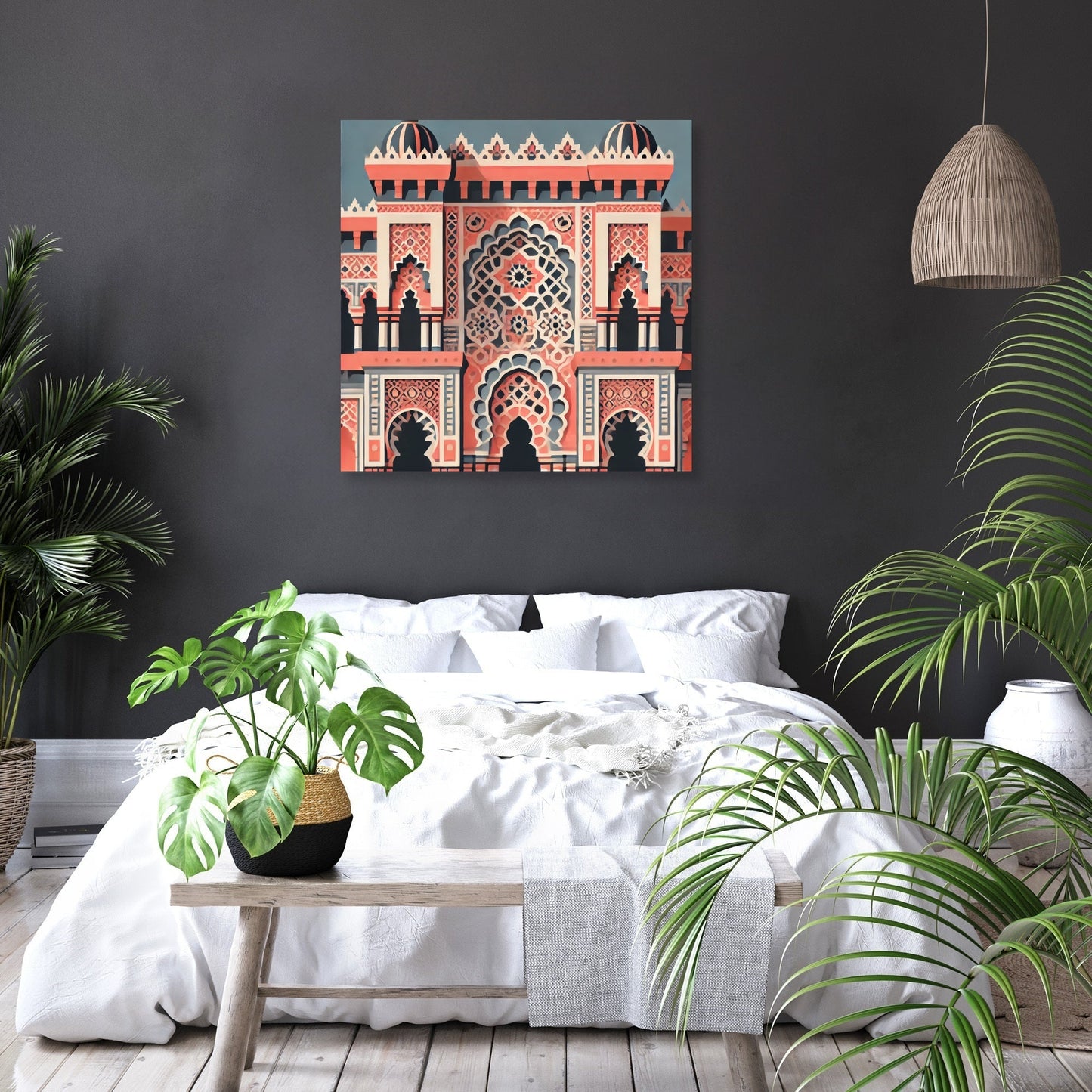 Coral & Blue Islamic Architecture Canvas