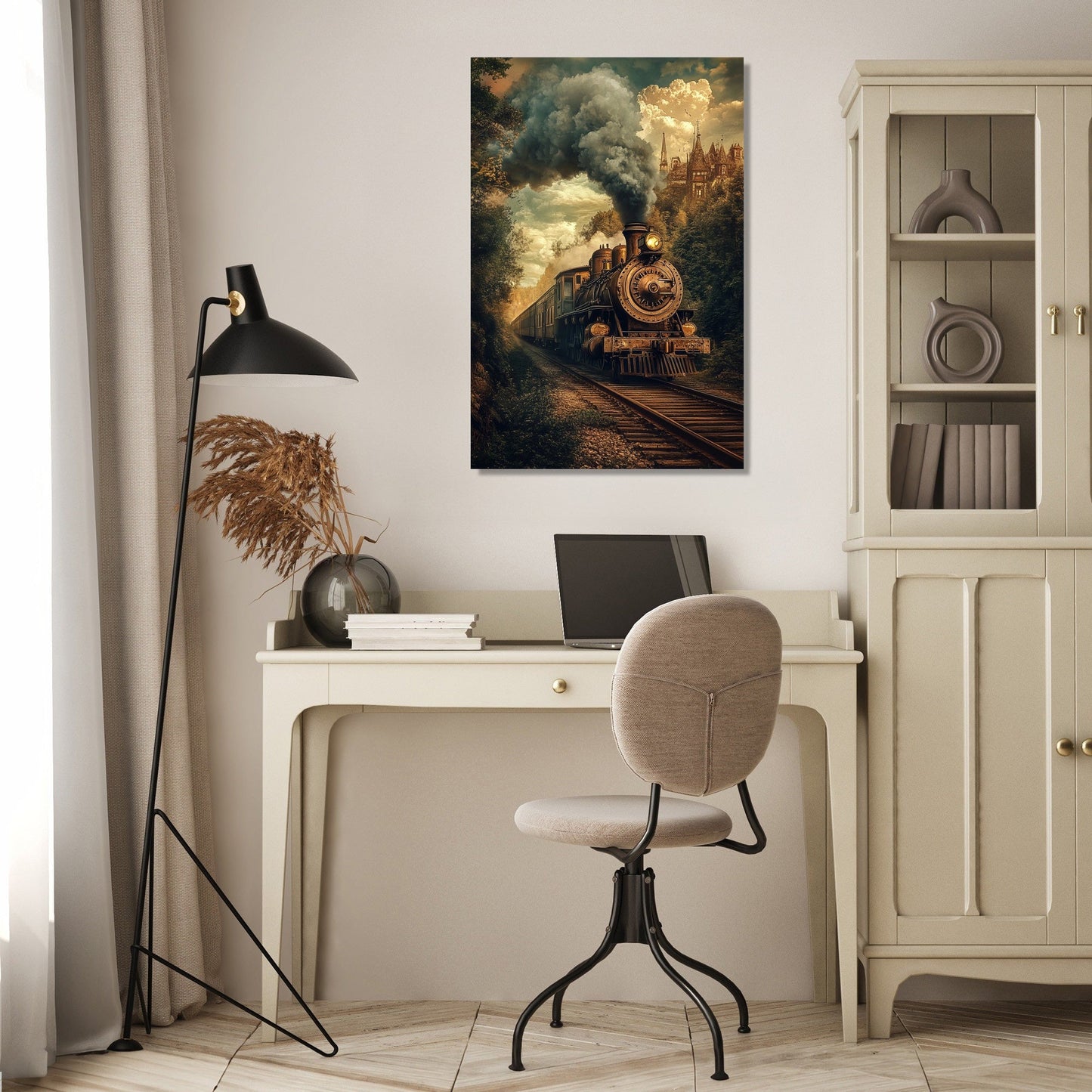 Steampunk Locomotive Reverie Canvas
