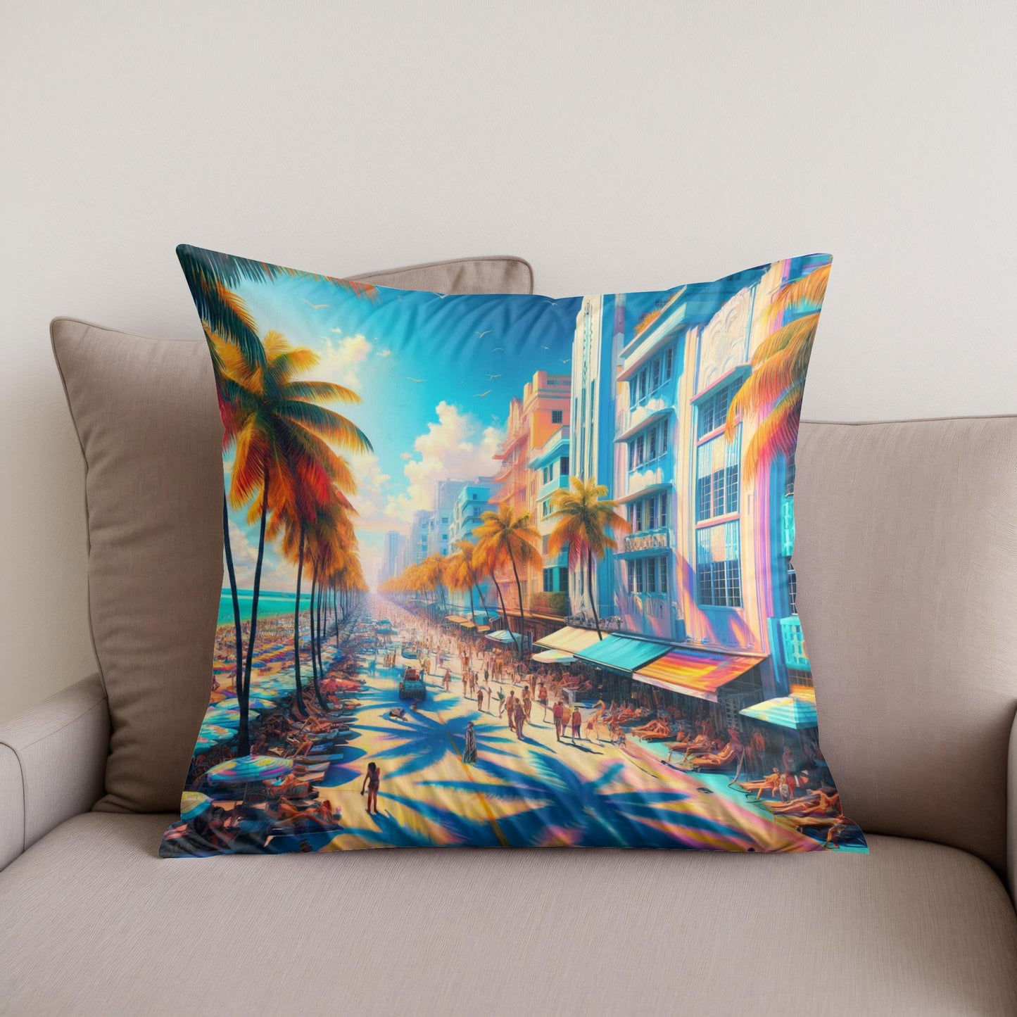 Vibrant Miami Summer Cotton Cushion
