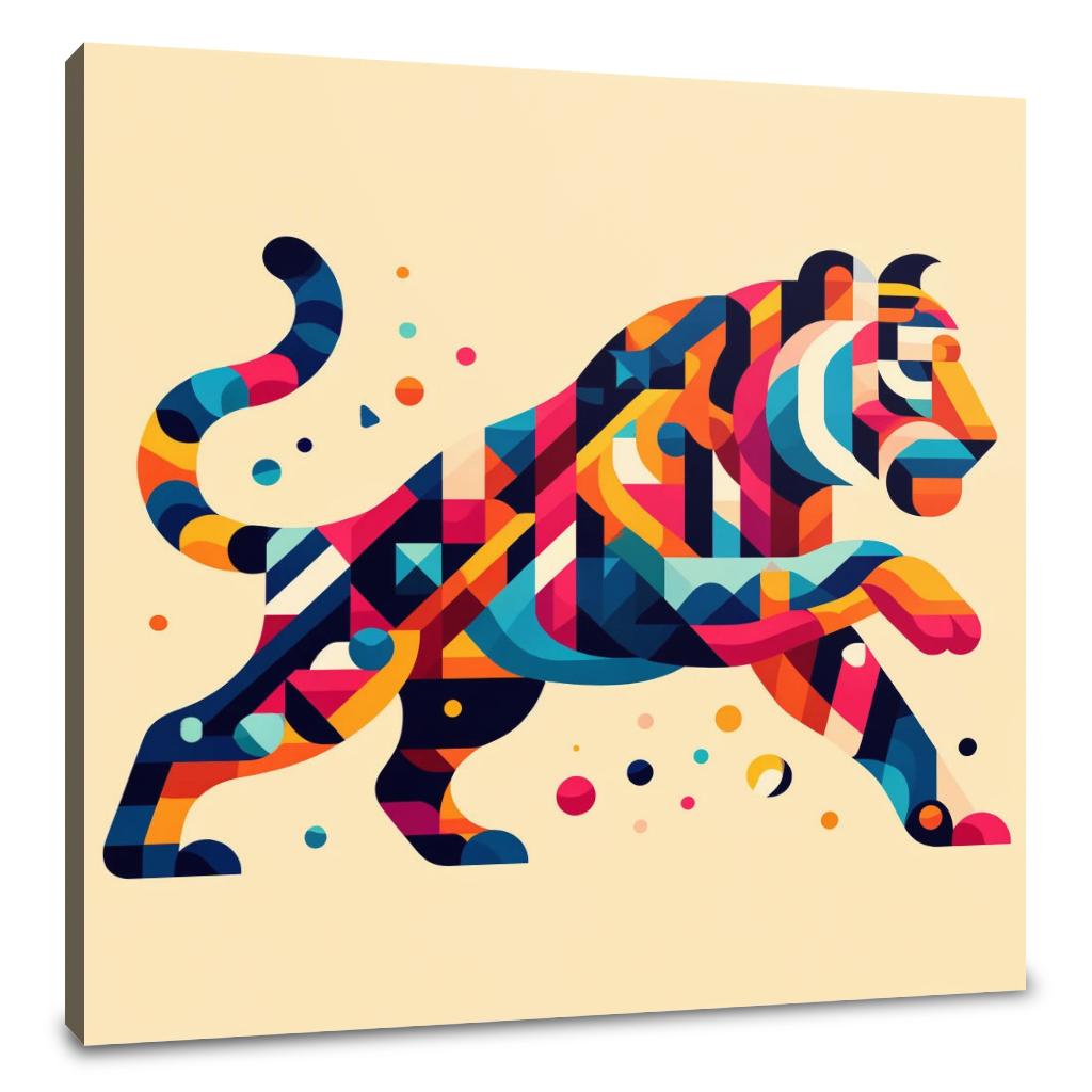 Vibrant Geometric Tiger Canvas