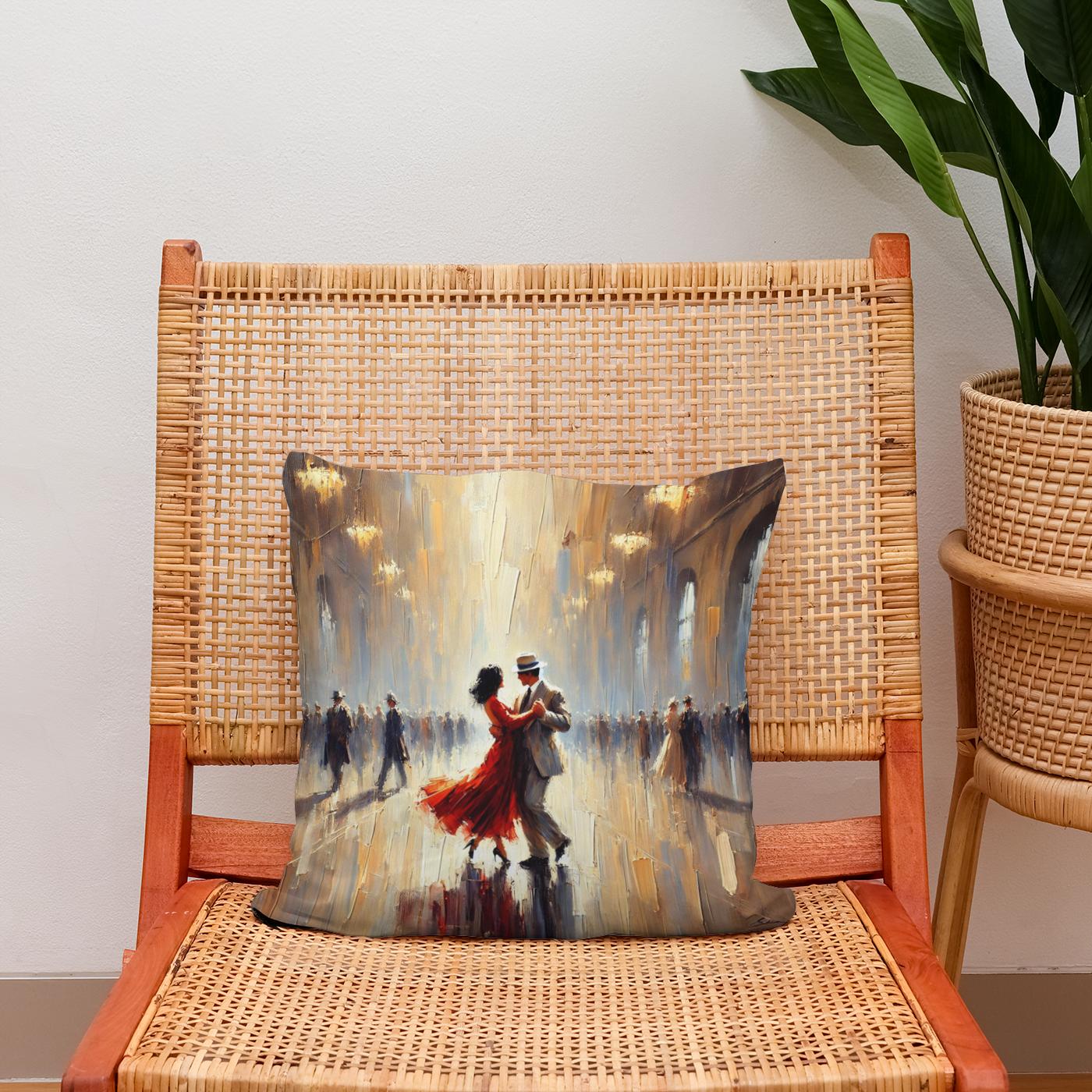 Golden Dance Impressionist Cotton Cushion
