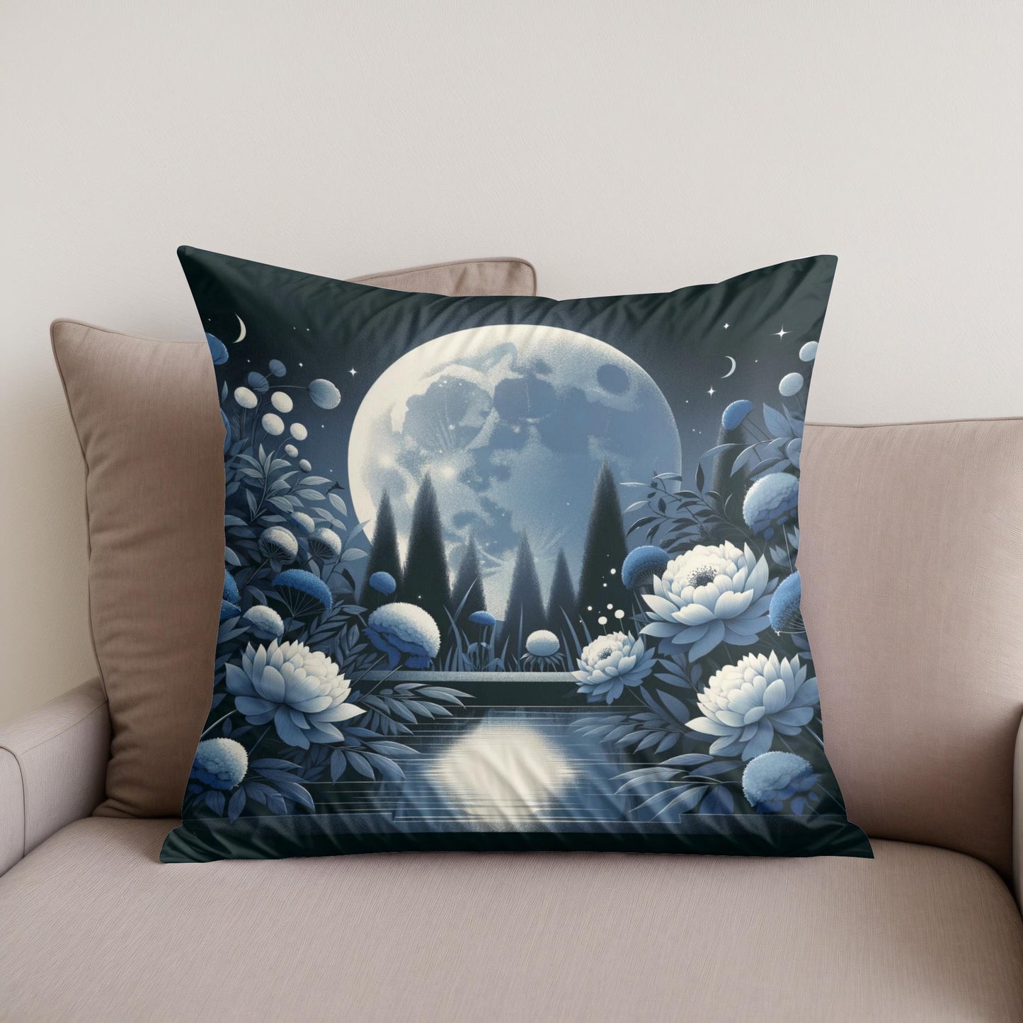 Moonlit Blossom Cotton Cushion