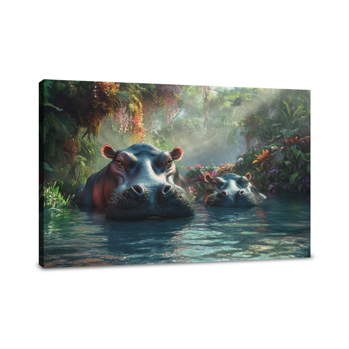 Hippo Family Reverie Canvas