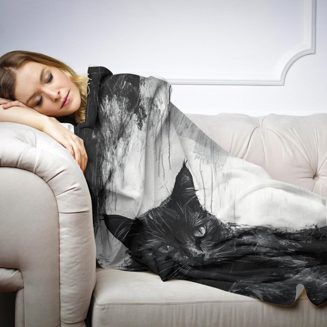 Black Cat Serenity Blanket