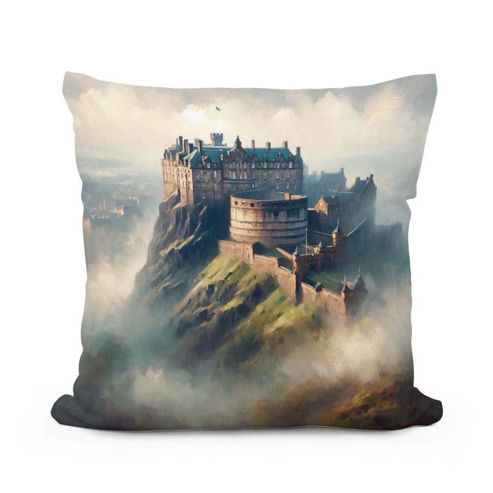 Edinburgh Castle Misty Dawn Cotton Cushion