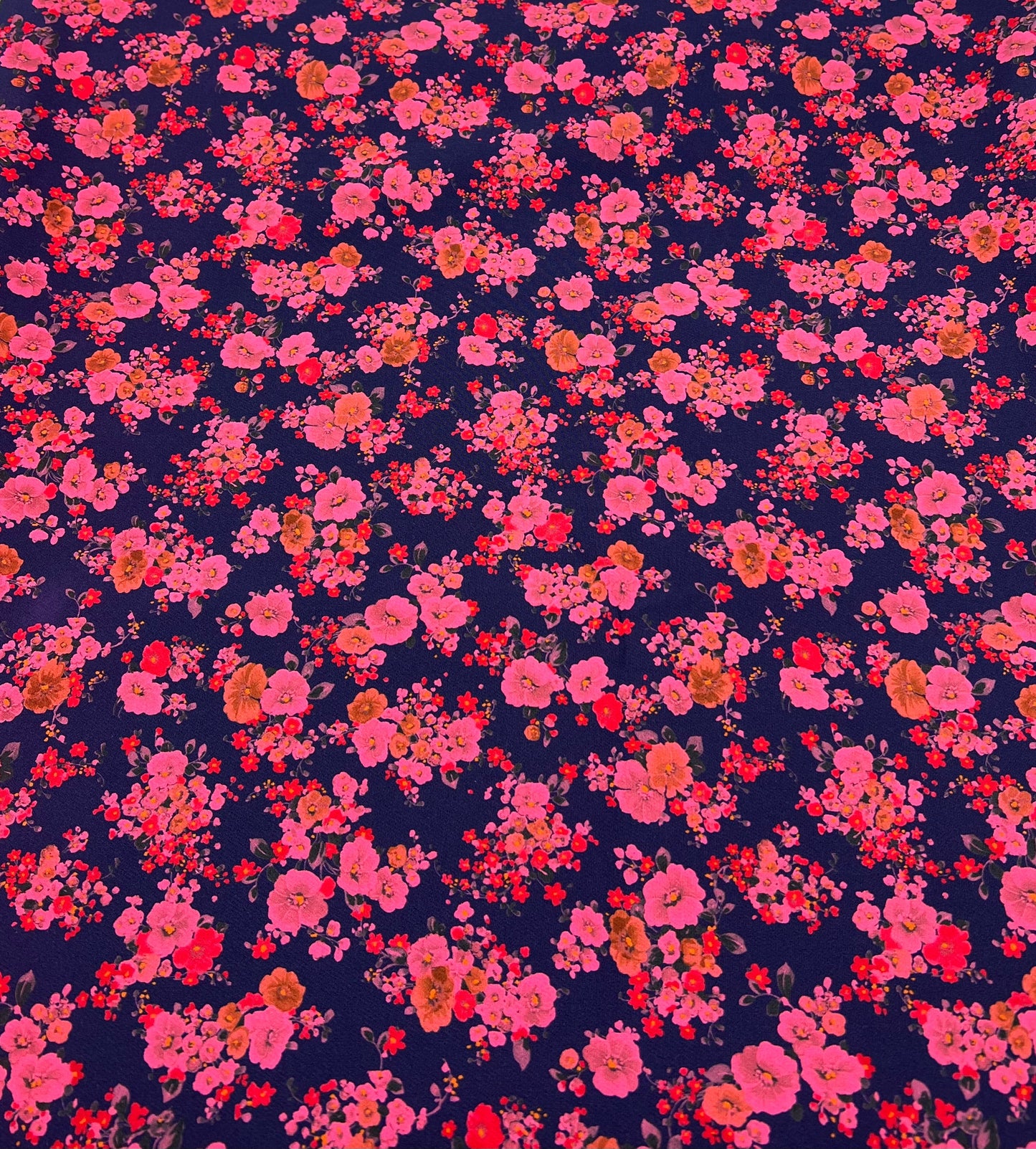 Purple Ditsy Floral Compact Crepe Fabric 2 Way Stretch
