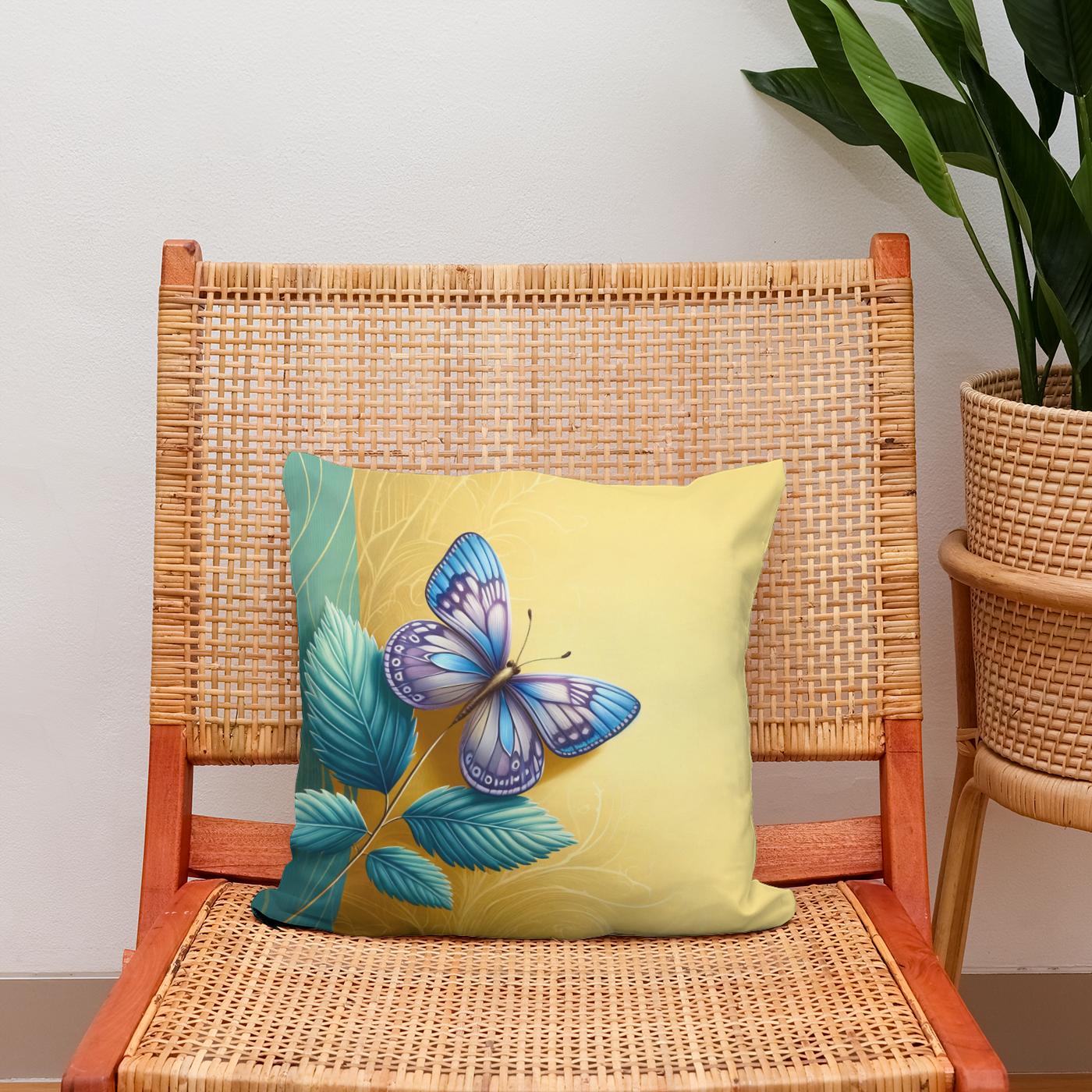 Blue Butterfly Cotton Cushion