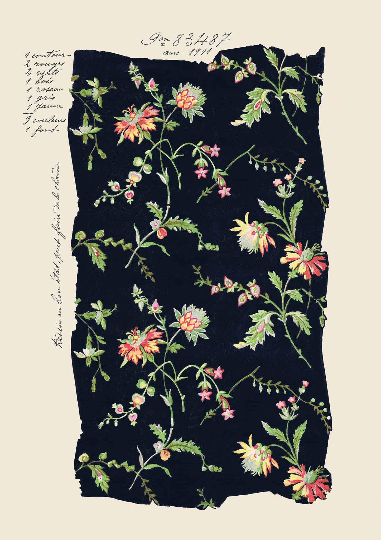 No.016 - Midnight Blooms - Vintage Archive Poster Prints