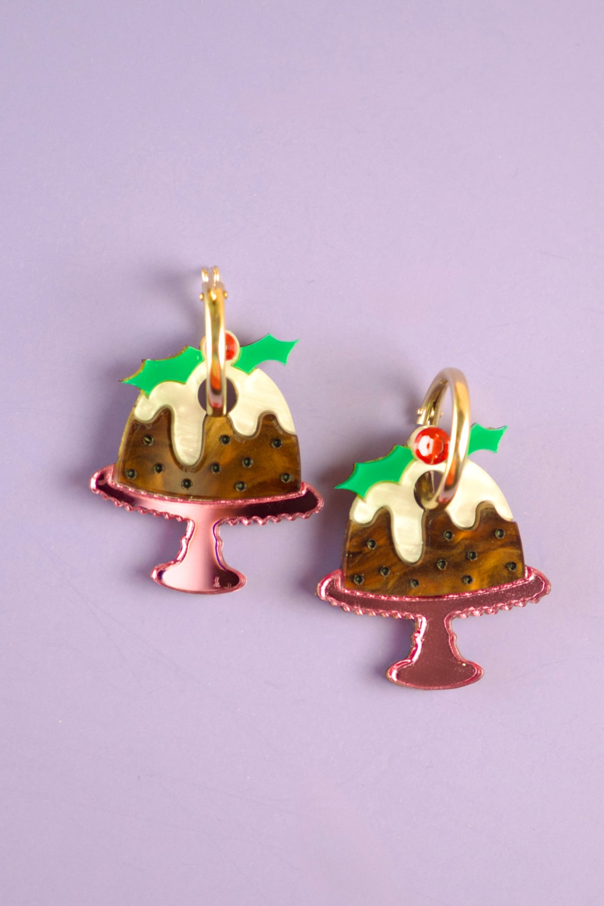 Christmas Pudding Hoop Earrings
