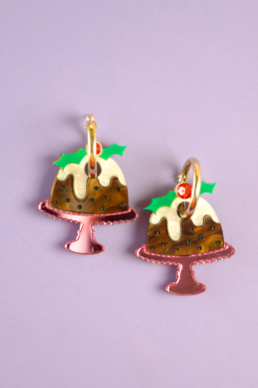 Christmas Pudding Hoop Earrings