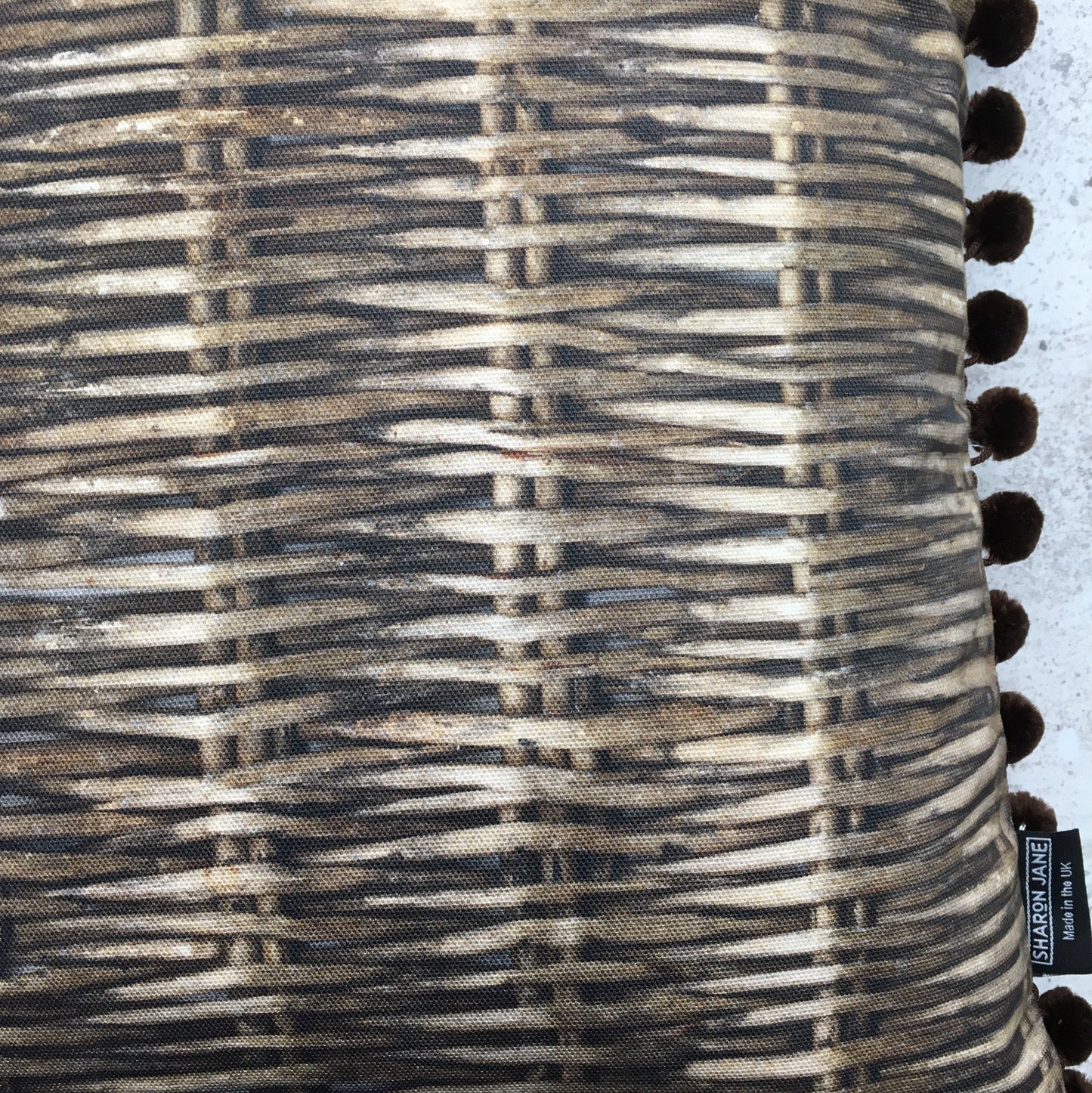 Willow Print Cushion + Velvet Pom Poms