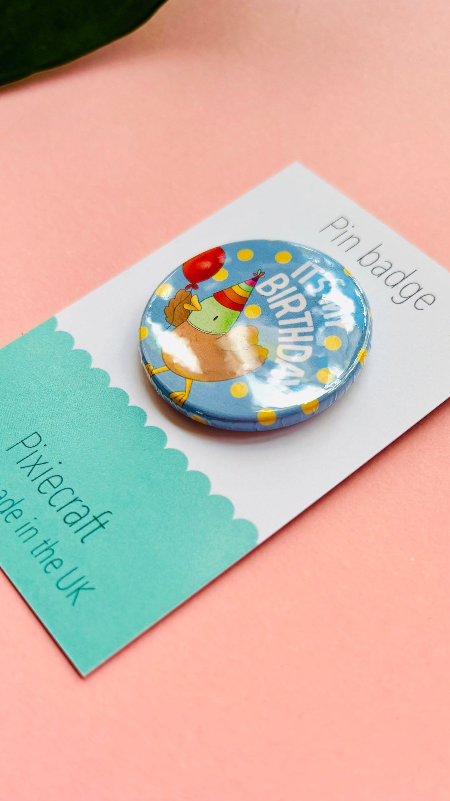 Cute Duck Birthday Badge- Handmade Birthday Pin