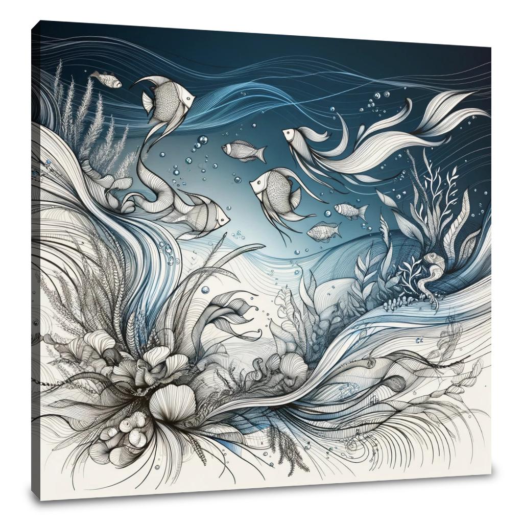 Oceanic Script Elegance Canvas