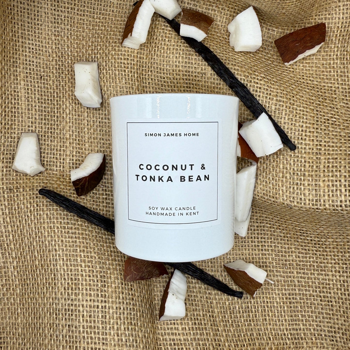 Coconut & Tonka Bean Handmade Soy Wax Candle - Luxurious Coconut Candle