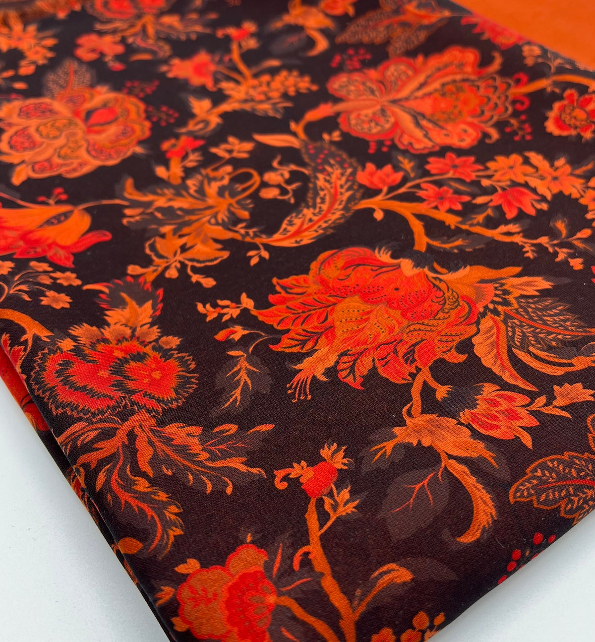 Black Red Floral Lightweight Crepe Fabric 175GSM Non Stretch