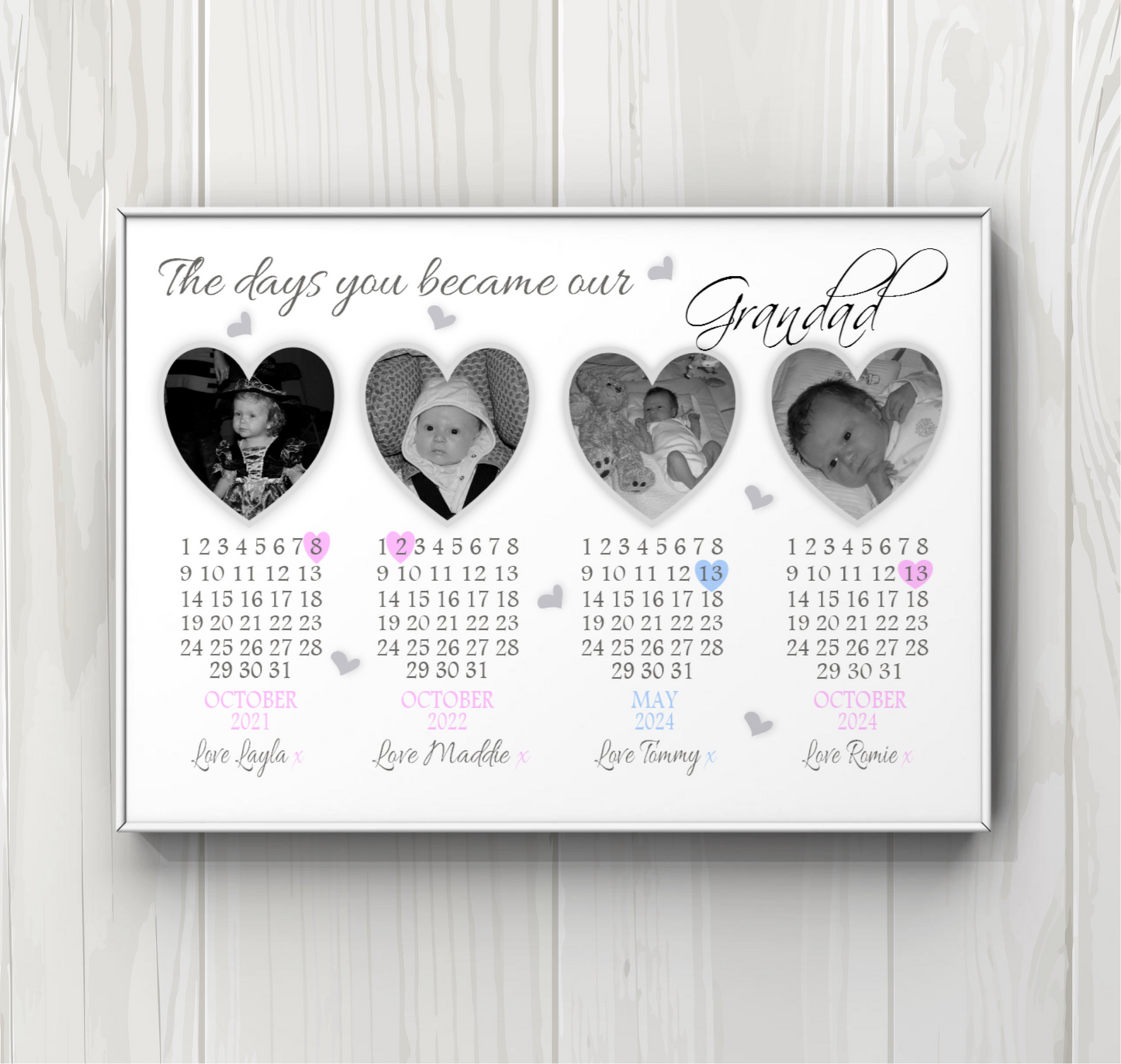 Personalised photo gifts for Father's Day - "The Days You Became Our Grandad"