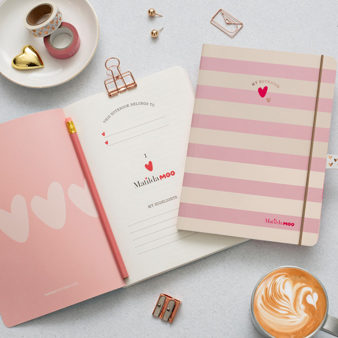 Matilda Moo | A5 Ruled Notebook | Striped