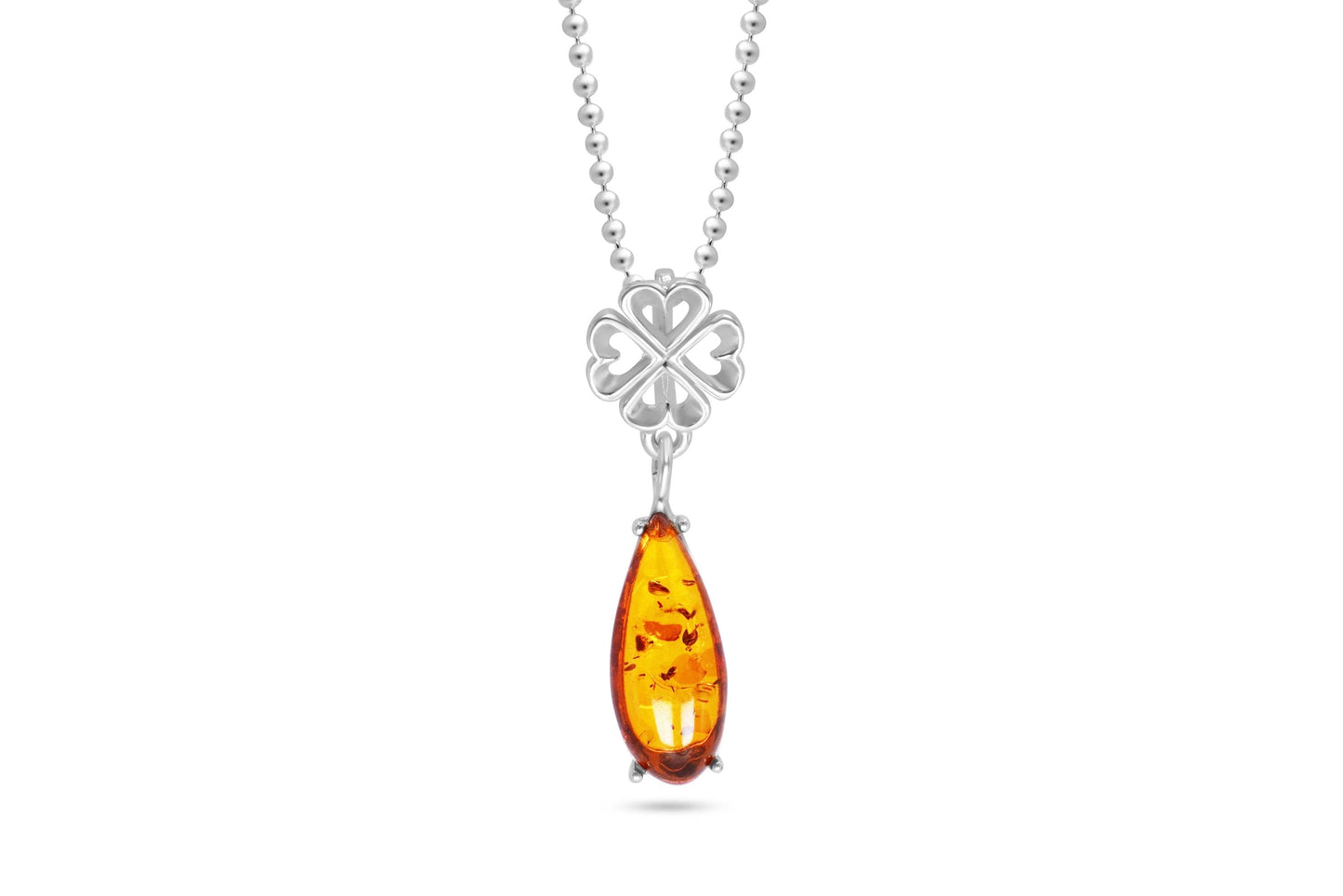 Minimal Heart Amber Pendant