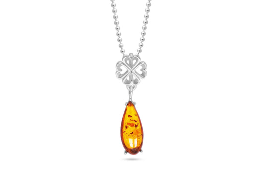 Minimal Heart Amber Pendant
