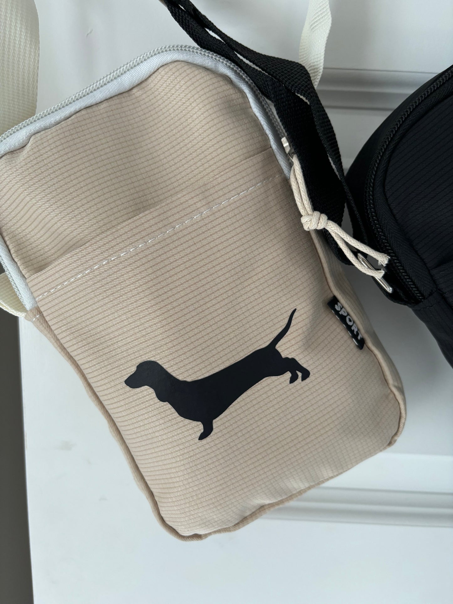 Dachshund Sausage Dog Cross Body Bag with Pouch & Zipper