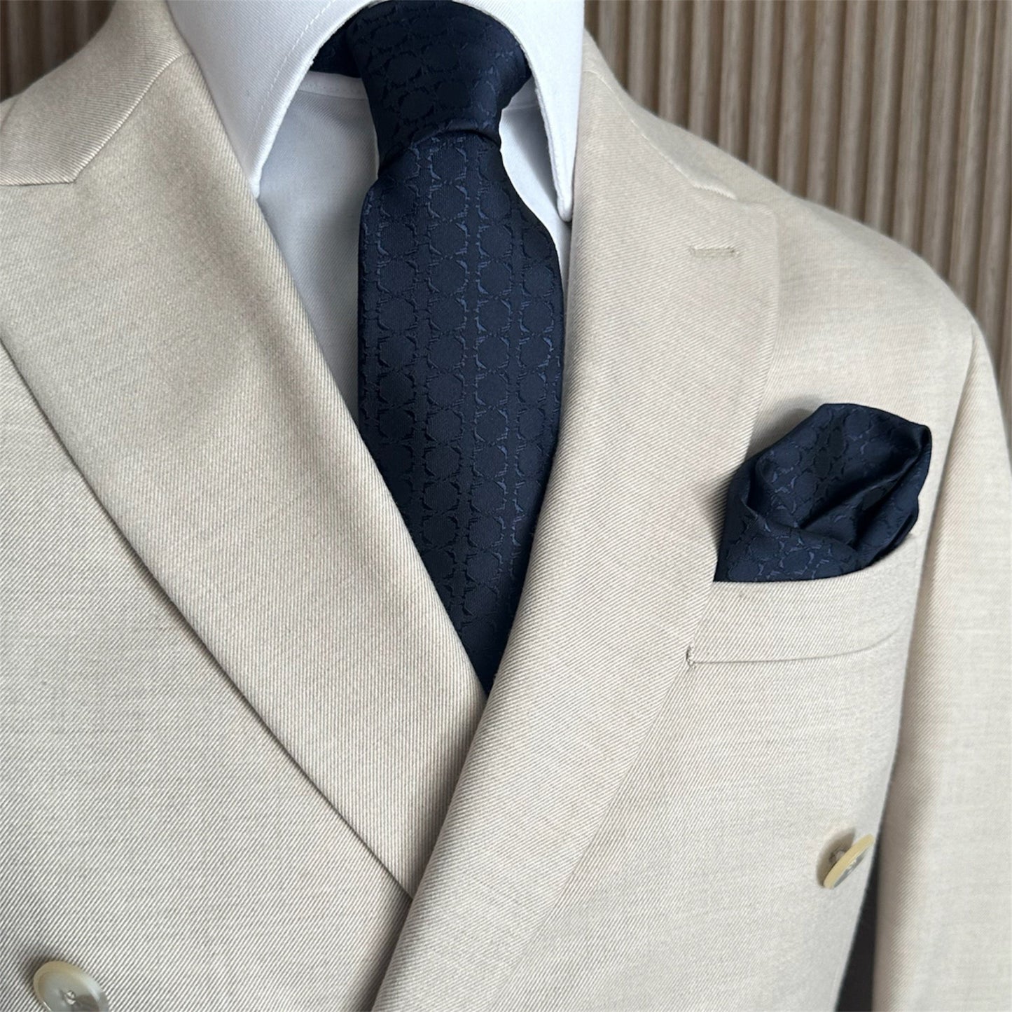 Navy Midnight Blue Textured Pocket Square