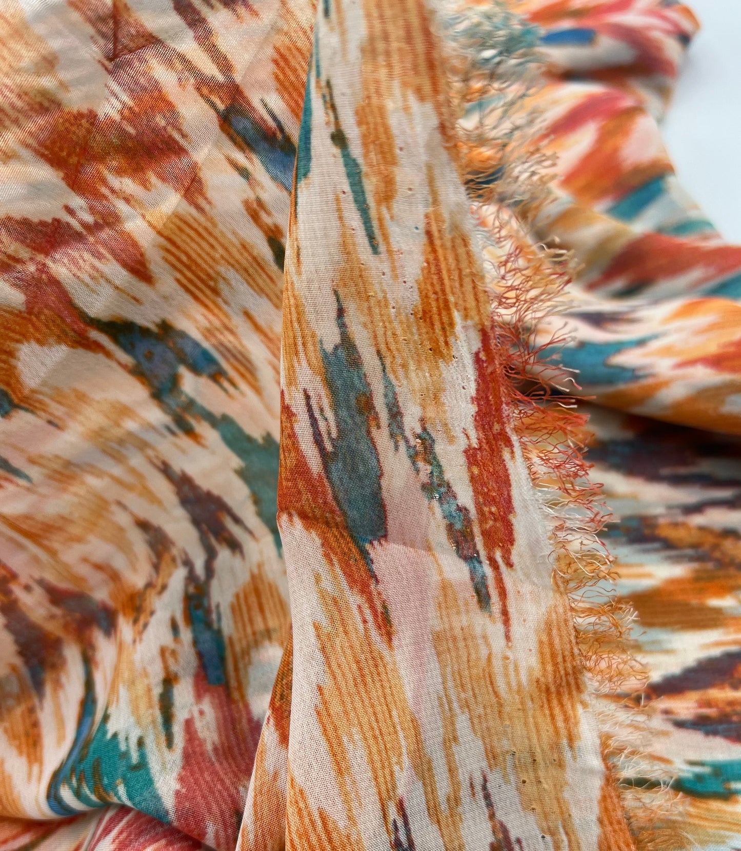 Orange Mix Printed Chiffon Dress Fabric