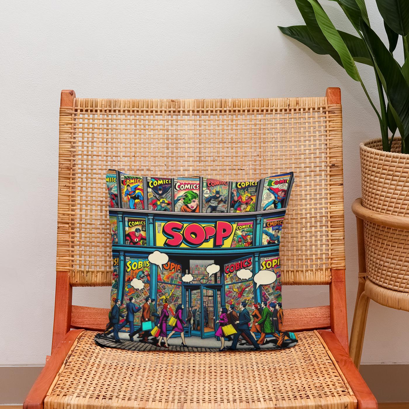 Pop Art Comics Hub Cotton Cushion