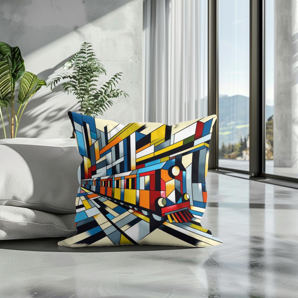 Cubist Conveyance Cotton Cushion