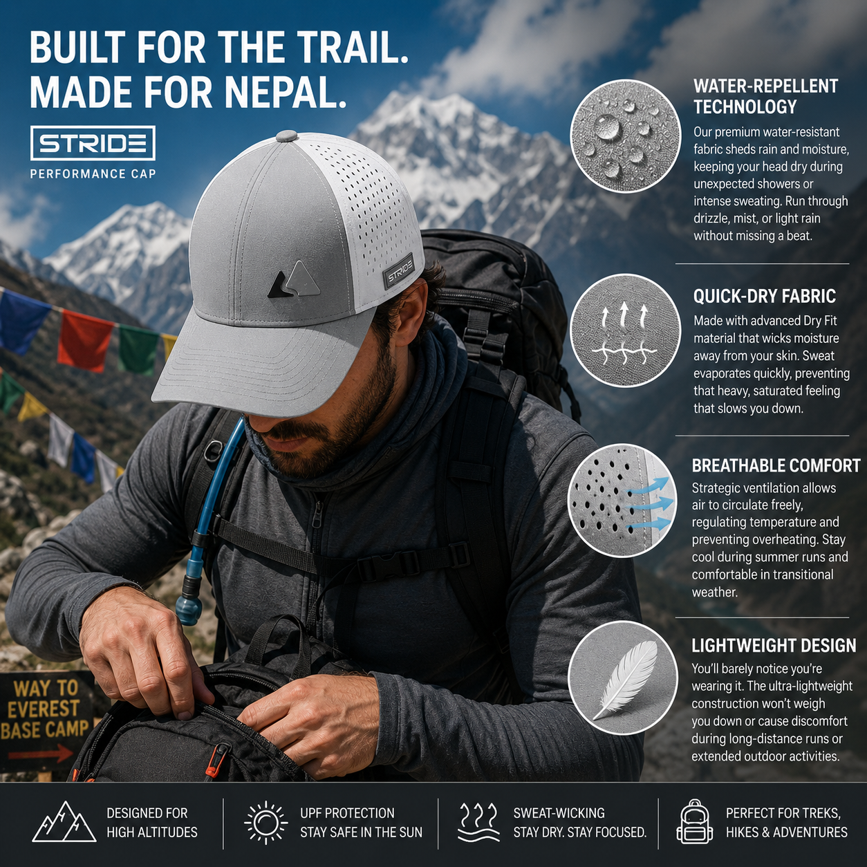 Water Resistant Running Cap - Breathable & Quick-Dry