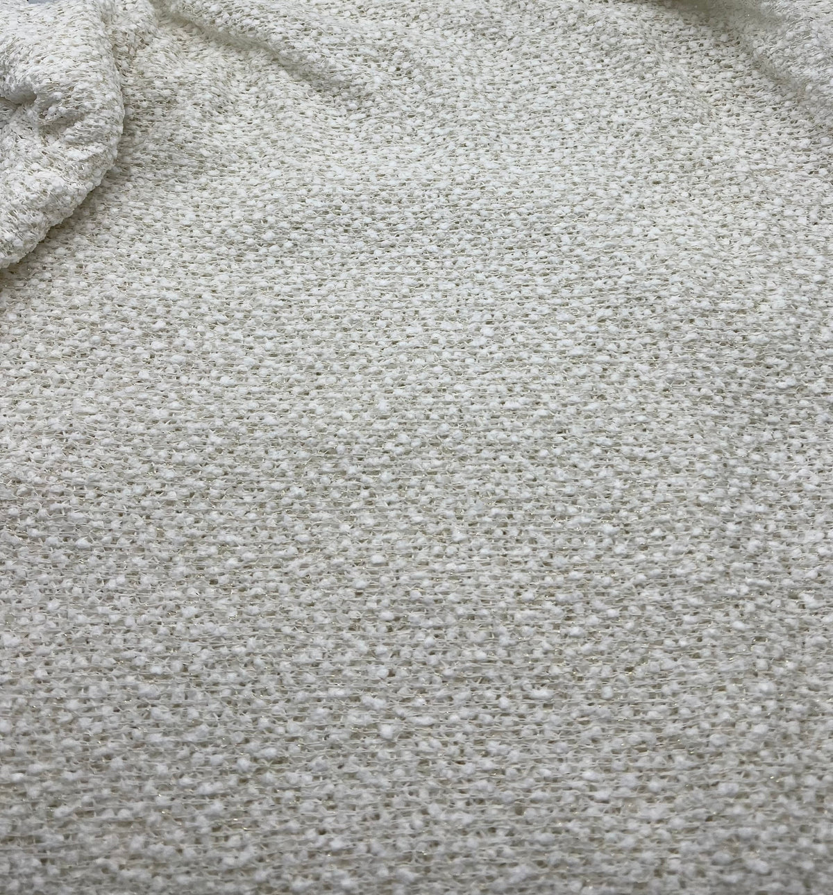 Ivory Boucle Metallic Thread Knit Fabric 2 Way Stretch Fabric