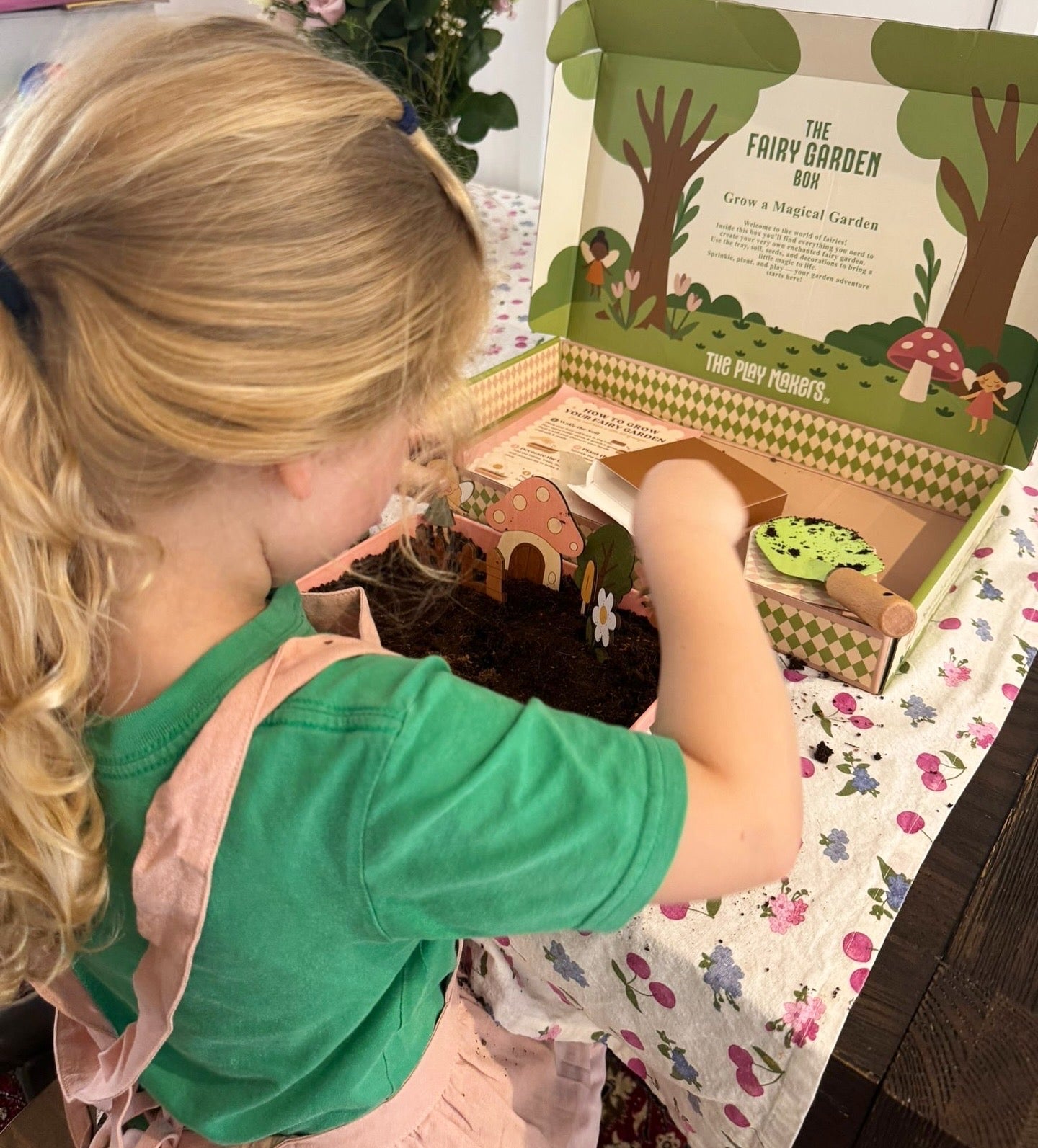 Fairy Garden Starter Kit (Apron,Tray, Shovel, Fairies, Soil & Seeds)