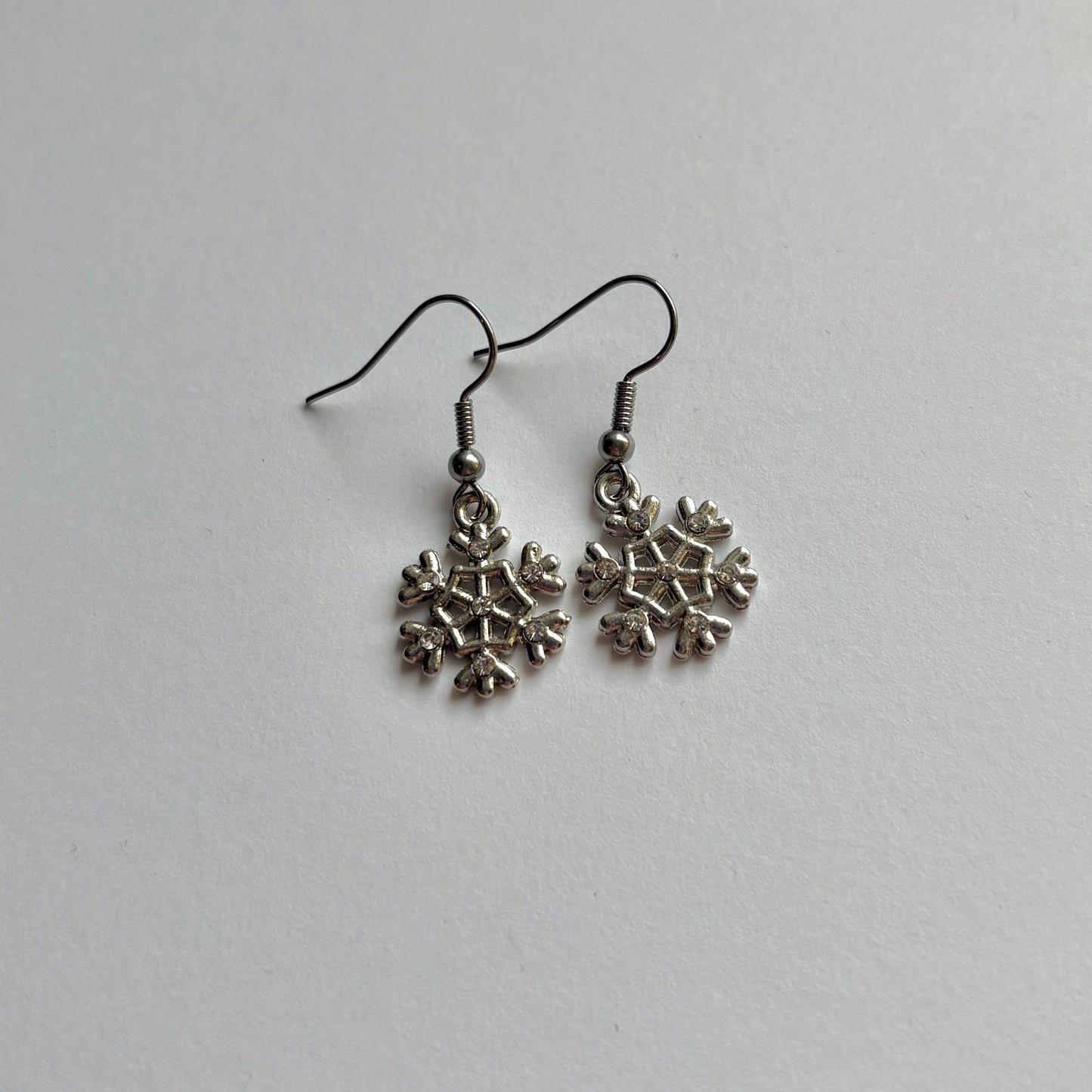 Silver snowflake  Christmas earrings