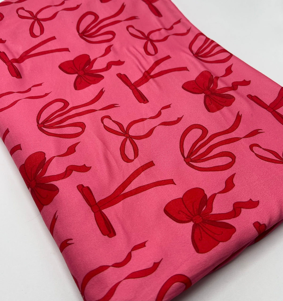 Hot Pink Bow Super Soft Print Spun Poly Stretch Fabric