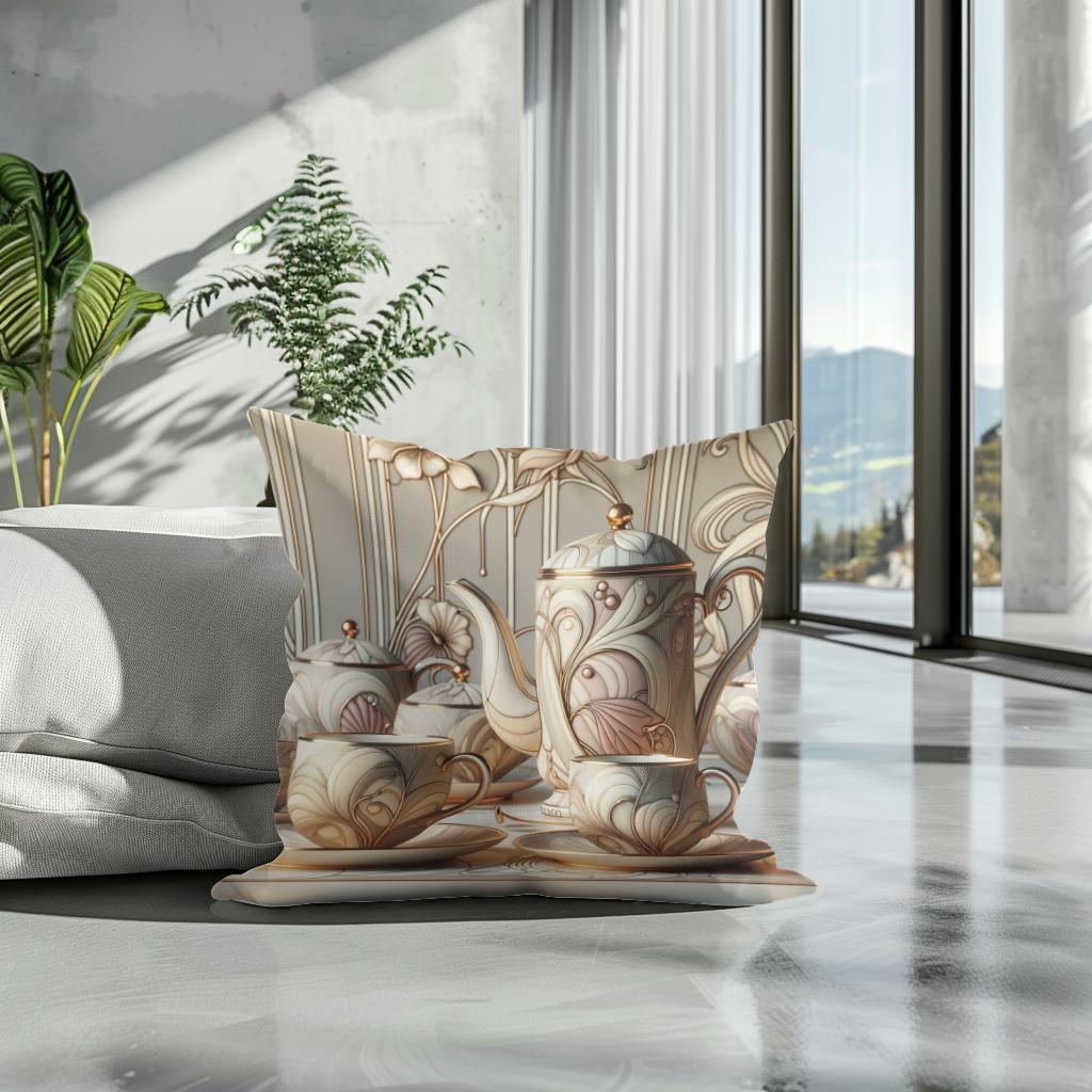 Art Nouveau Elegance Cotton Cushion