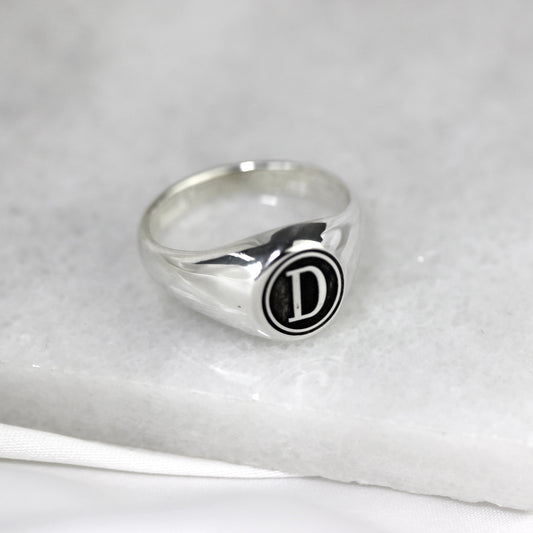 Sterling Silver Monogram Signet Ring Size J-Z+1