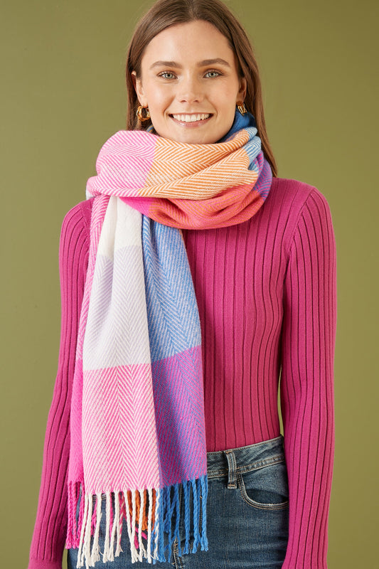 Yumi Multicolour Herringbone Oversize Scarf