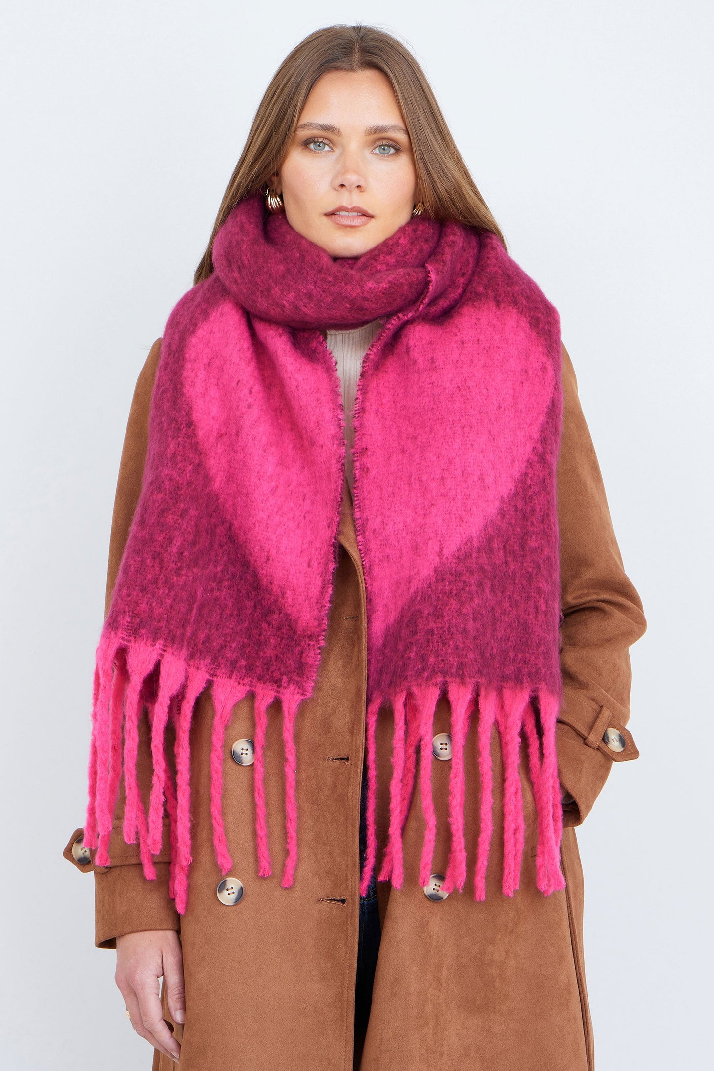 Yumi Pink Heart Super Fluffy Scarf
