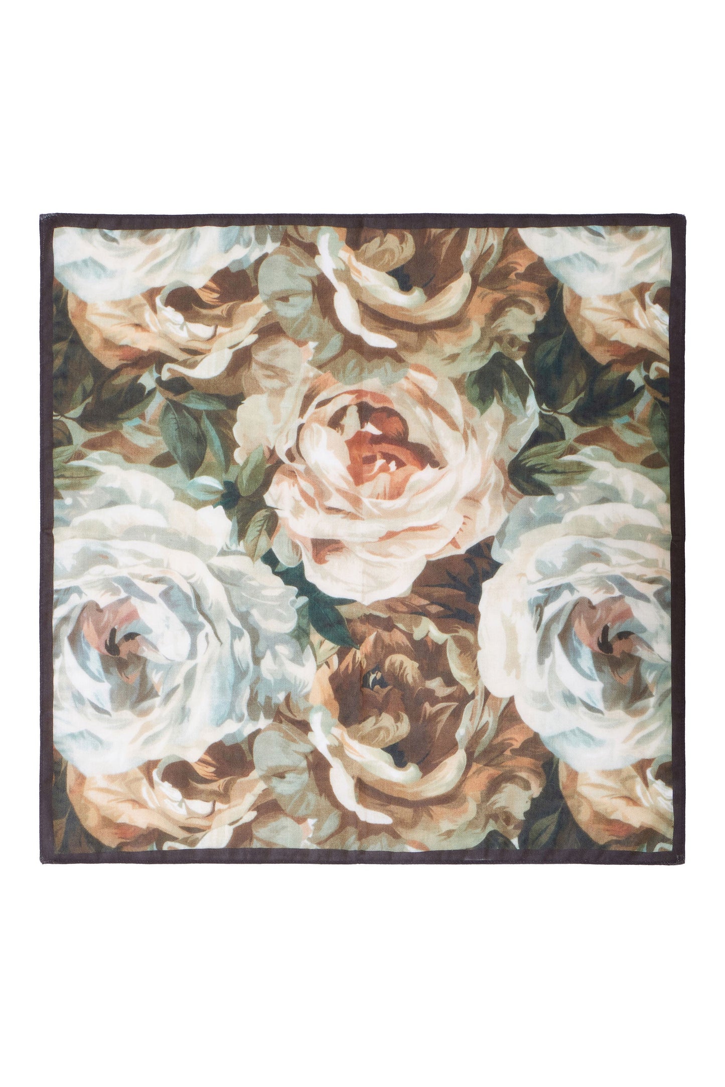 Yumi Brown Viscose Autumnal Floral Scarf