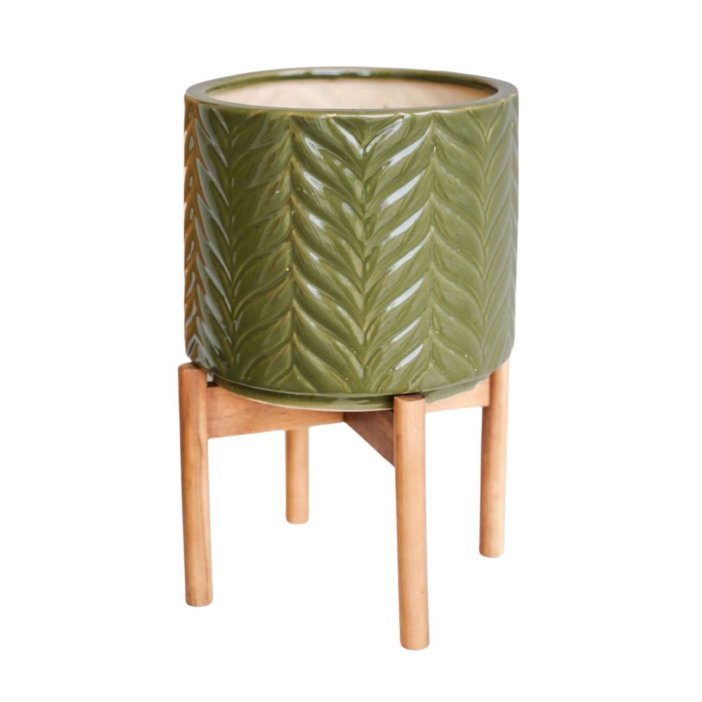 TheFoalyard Ivyline Aspen Chevron Olive Planter