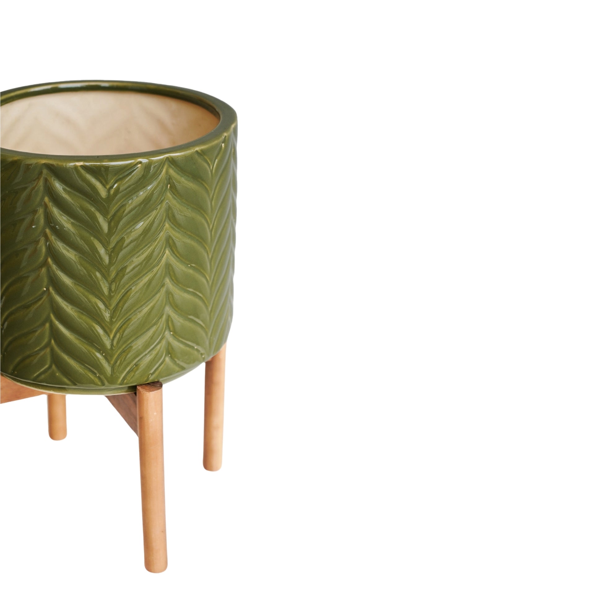 TheFoalyard Ivyline Aspen Chevron Olive Planter