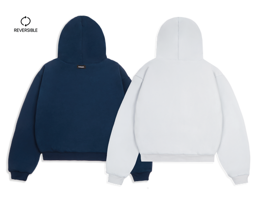 NAVY/STONE REVERSIBLE ZIP HOODIE