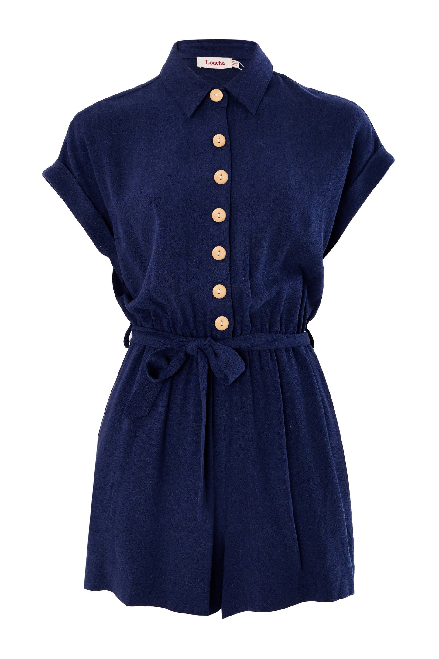 Addie Linen Mix Navy Playsuit