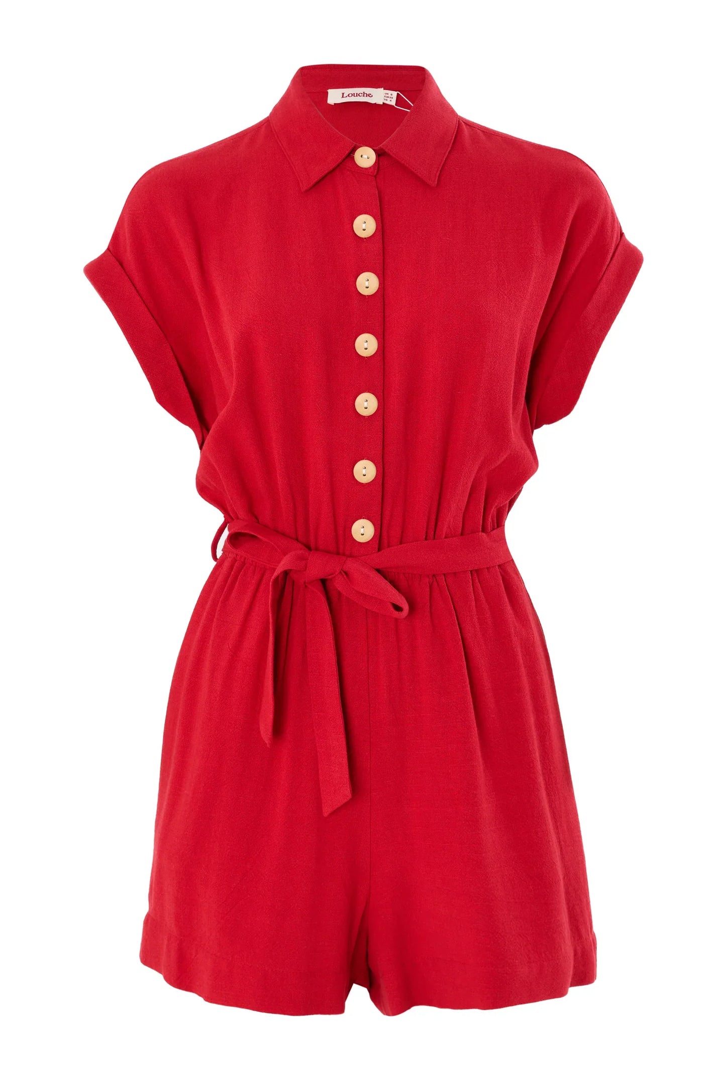 Addie Linen Mix Red Playsuit