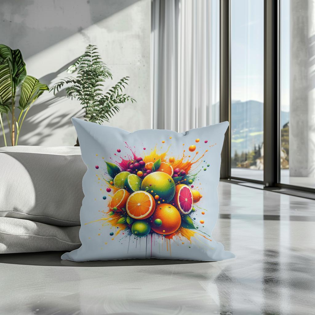 Abstract Citrus Fusion Cotton Cushion