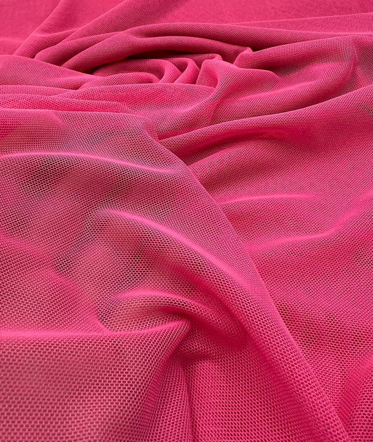 Plain Hot Baby Pink Mesh Fabric Stretch