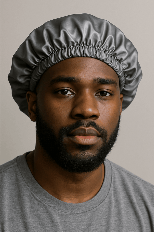 Men’s Satin Hair Bonnet – Adjustable, Drawstring, Breathable, Protective for Waves & Curly Hair